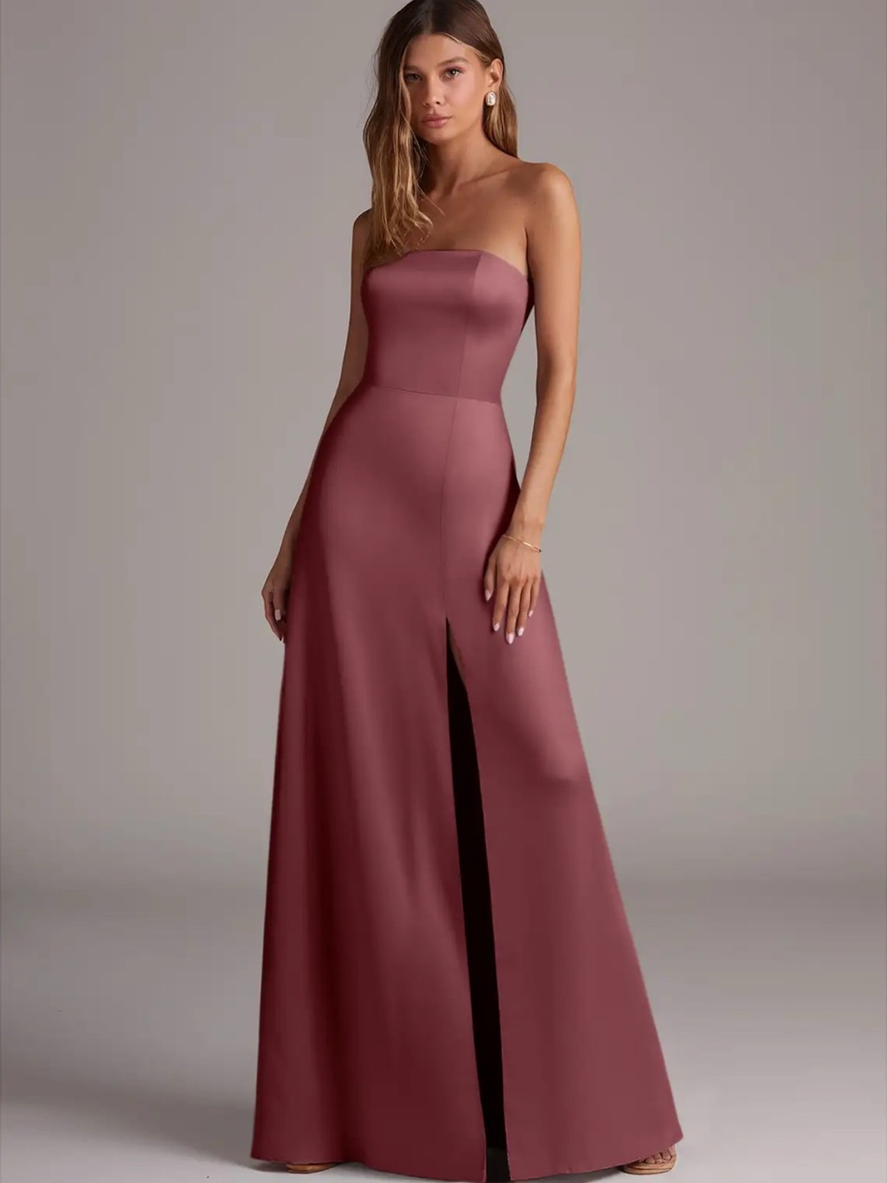Azazie Convertible A-Line Stretch Satin Desert Rose Dress NWT size a-4
